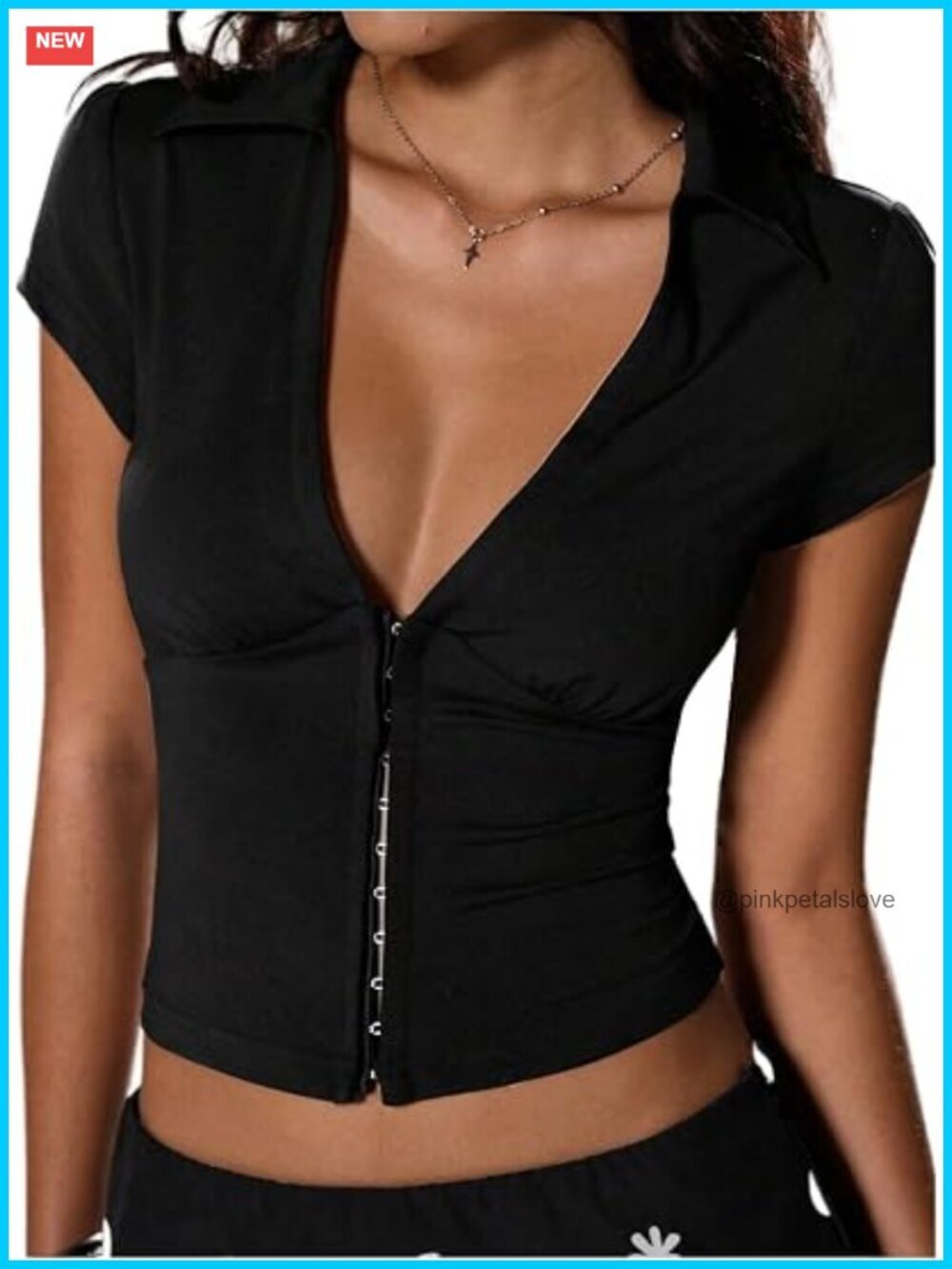 Sexy Corset Low Cut Y2K Short Sleeve Crop Top Deep V Neck Going Out Tops
